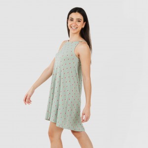 Vestido corto tirantes crepe Alessia verde 2