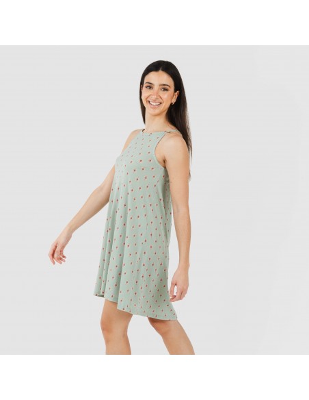 Vestido corto tirantes crepe Alessia verde