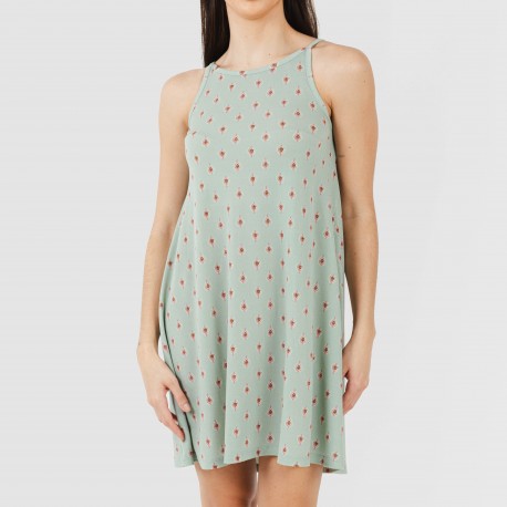 Vestido corto tirantes crepe Alessia verde