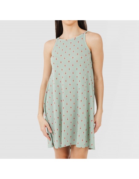 Vestido corto tirantes crepe Alessia verde