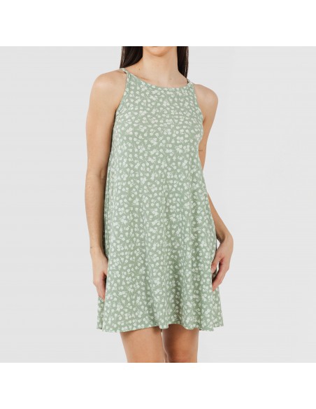 Vestido corto tirantes crepe Oniris verde caceria