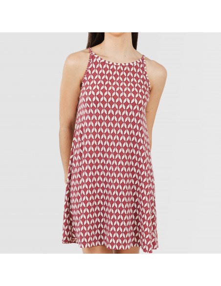 Vestido corto tirantes crepe Alino berenjena