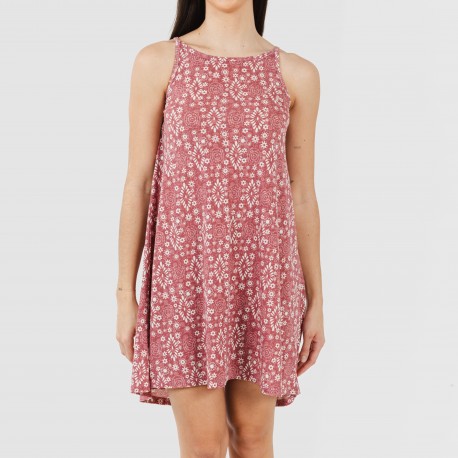 Vestido corto tirantes crepe Piluca malva rosa