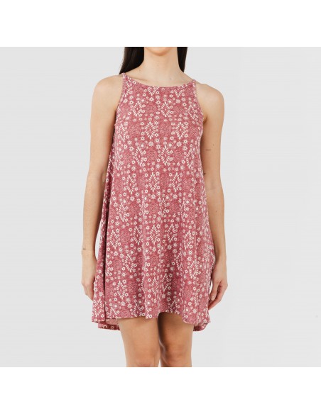 Vestido corto tirantes crepe Piluca malva rosa