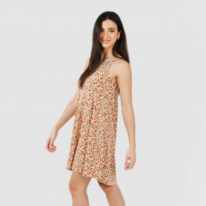 Vestido corto tirantes crepe Musa teja 2