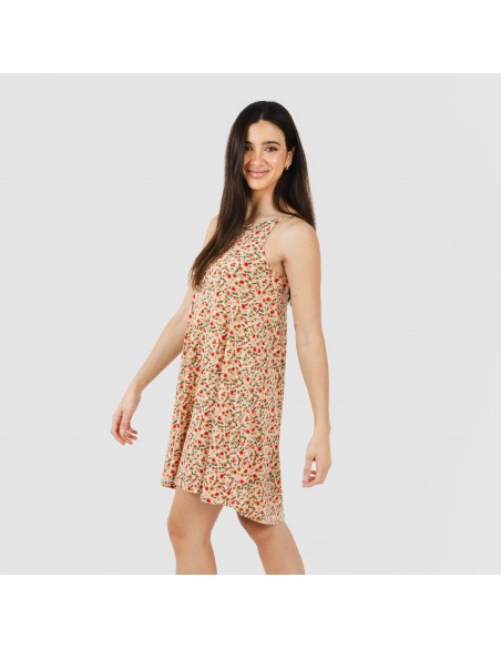 Vestido corto tirantes crepe Musa teja