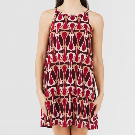 Vestido corto tirantes crepe Castelar burdeos