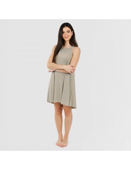 Vestido corto tirantes crepe Tamila arena