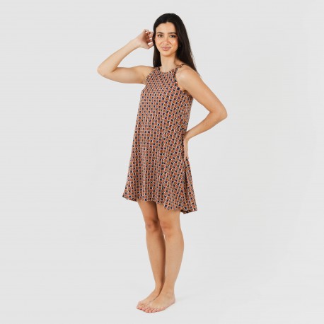 Vestido corto tirantes crepe Olmeca