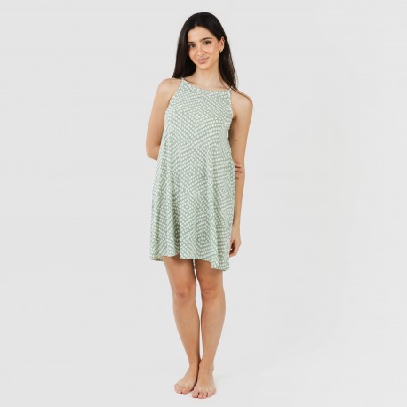 Vestido corto tirantes crepe Columbus verde tiffany