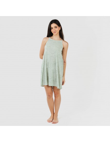 Vestido corto tirantes crepe Columbus verde tiffany
