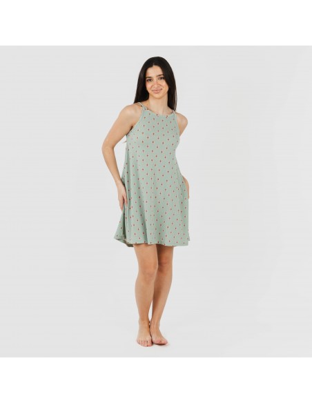 Vestido corto tirantes crepe Alessia verde