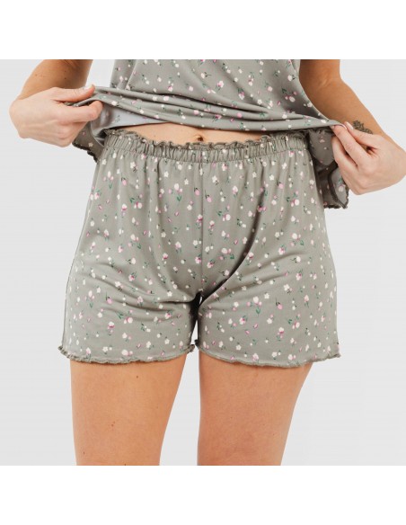 Pijama manga corta mujer soft Jana verde caceria