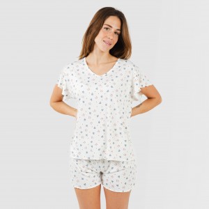 Pijama manga corta mujer soft Ines natural 2