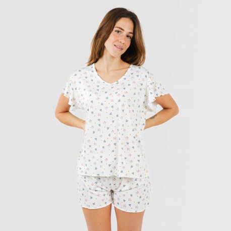 Pijama manga corta mujer soft Ines natural
