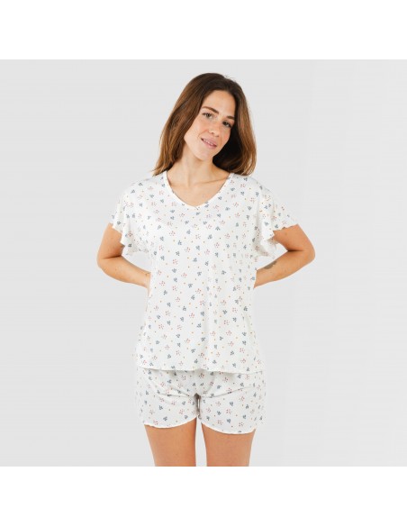 Pijama manga corta mujer soft Ines natural
