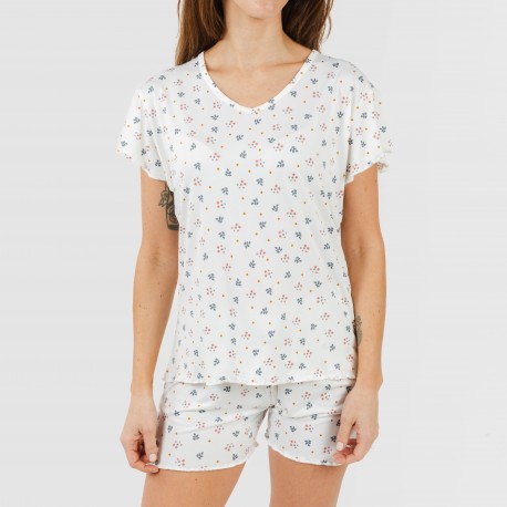 Pijama manga corta mujer soft Ines natural