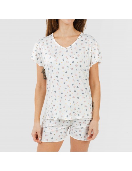 Pijama manga corta mujer soft Ines natural