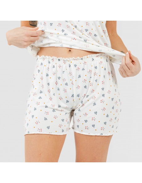 Pijama manga corta mujer soft Ines natural
