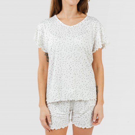 Pijama manga corta mujer soft Universo perla