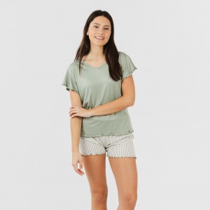 Pijama manga corta mujer soft Raya Leia verde caceria 2