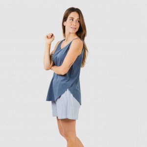 Pijama corto algodón Lista indigo 2