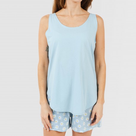 Pijama corto algodón Susan celeste
