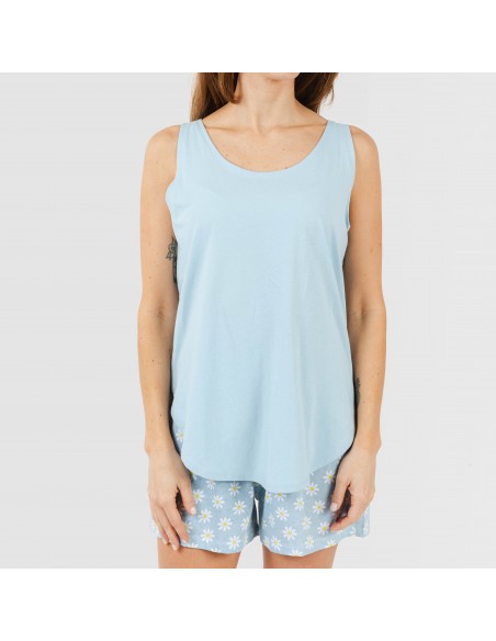 Pijama corto algodón Susan celeste