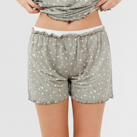 Pijama tirantes mujer soft Jana verde caceria