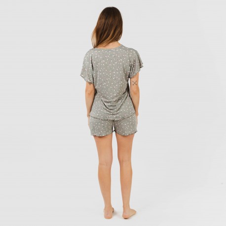 Pijama manga corta mujer soft Jana verde caceria