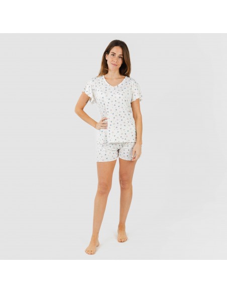 Pijama manga corta mujer soft Ines natural