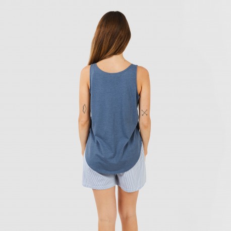 Pijama corto algodón Lista indigo