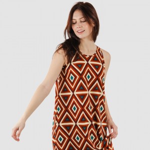 Vestido largo tirantes crepe Cagliari marrón 2