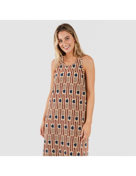 Vestido largo tirantes crepe Fresno