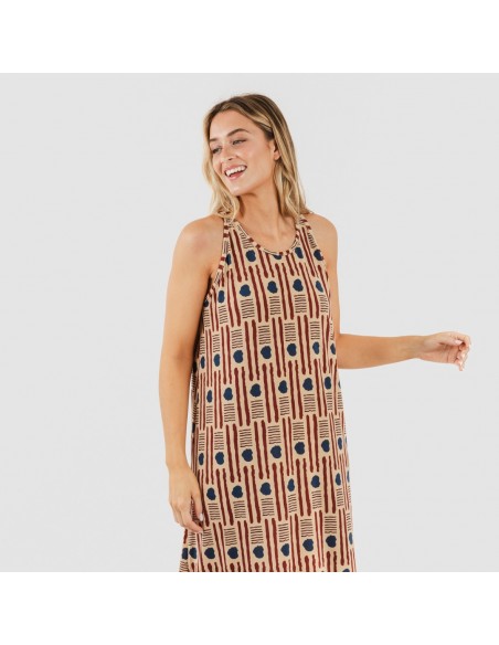 Vestido largo tirantes crepe Fresno