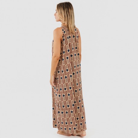 Vestido largo tirantes crepe Fresno