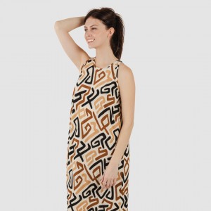 Vestido largo tirantes crepe Domeka marrón - negro 2