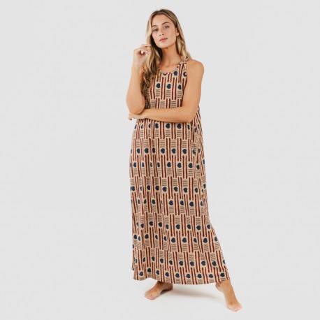 Vestido largo tirantes crepe Fresno