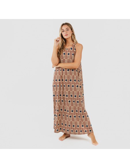 Vestido largo tirantes crepe Fresno