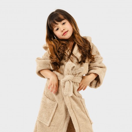 Albornoz liso arena 450gr Niños