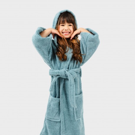 Albornoz liso agua marina 450gr Niños