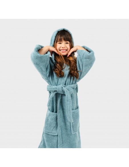 Albornoz liso agua marina 450gr Niños