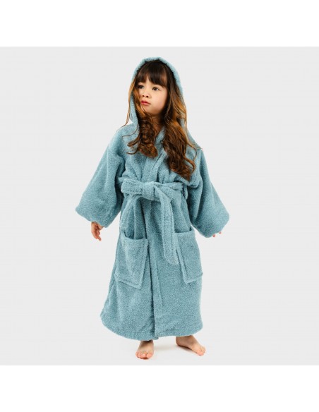 Albornoz liso agua marina 450gr Niños