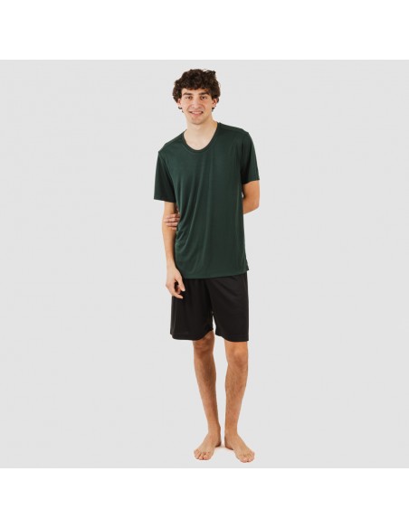 Conjunto deportivo corto tecnico hombre verde botella negro