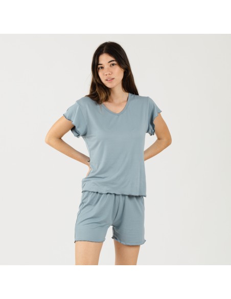 Pijama manga corta mujer soft liso