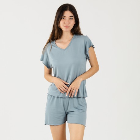 Pijama manga corta mujer soft liso