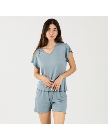 Pijama manga corta mujer soft liso