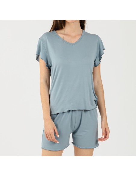 Pijama manga corta mujer soft liso