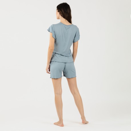 Pijama manga corta mujer soft liso