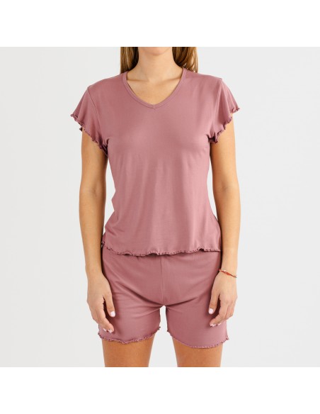 Pijama manga corta mujer soft liso